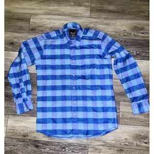 Men Orion Ultimate Style Plaid‎ Button Up Shirt 42 Large Preppy Careercore Linen